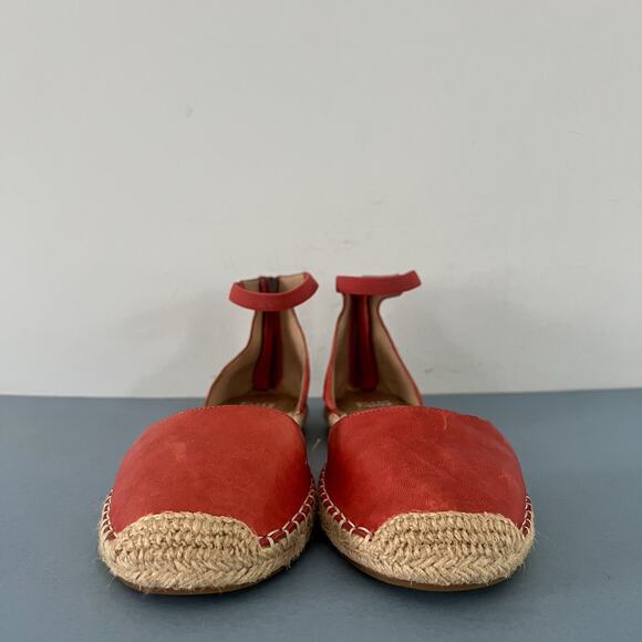 Eileen Fisher Lala Red Orange Leather Espadrille Flats - Picture 3 of 10
